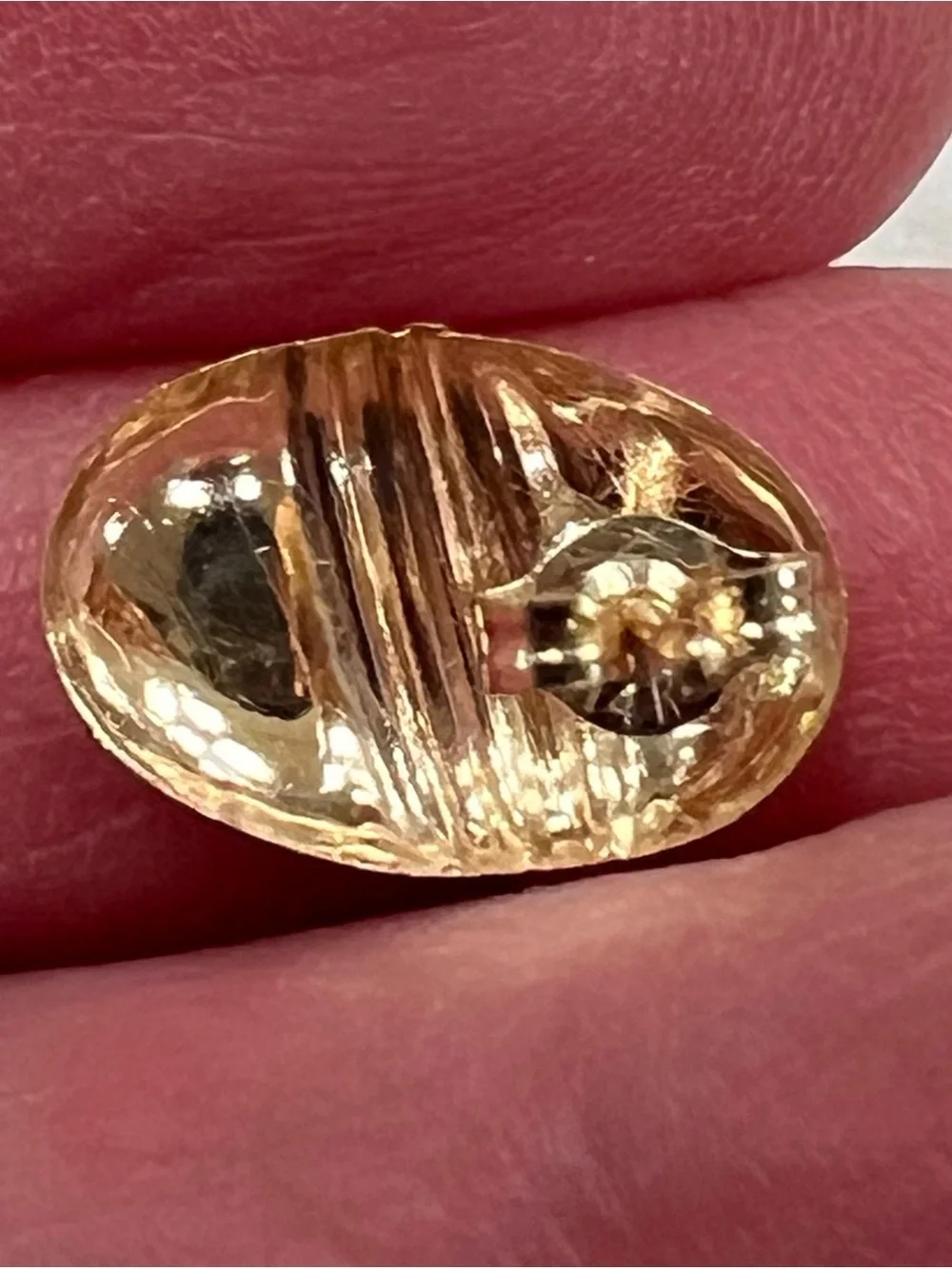 14k Yellow Gold Leaf and Dome Stud Earrings Women Jewelry - 2 Pairs - Picture 5 of 7
